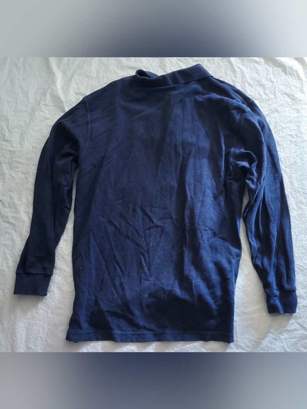 University of Michigan Navy Long-Sleeve Polo with Embroidered M - Picture 2 of 2